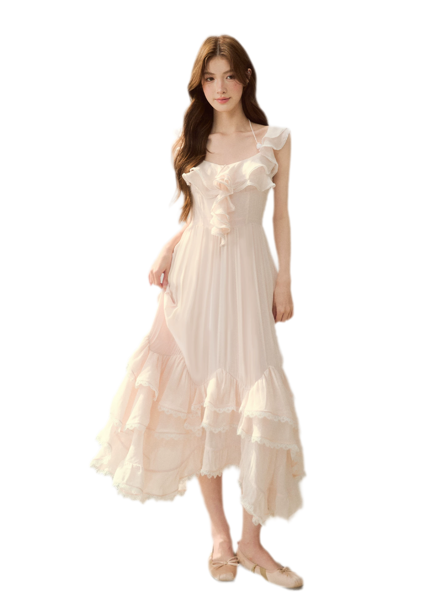 Soft Drape Ruffle Dress