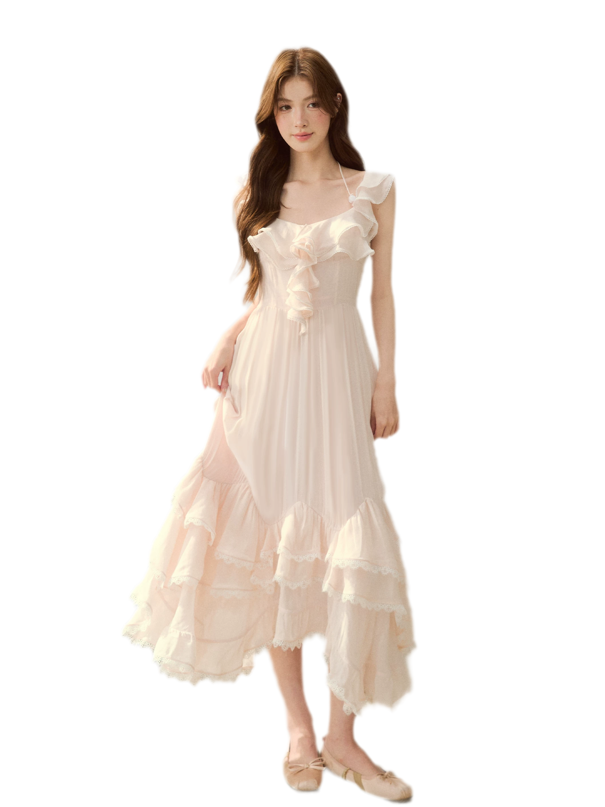 Soft Drape Ruffle Dress