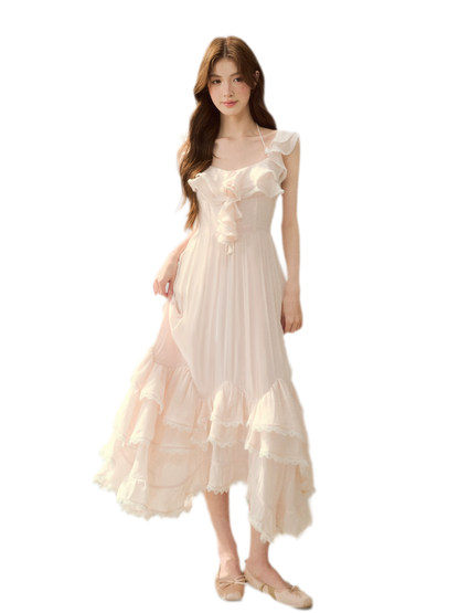 Soft Drape Ruffle Dress