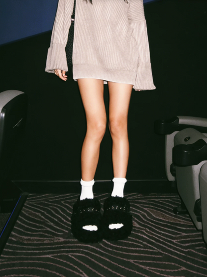 Teddy Fur Platform Mules