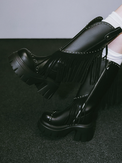 Studded Fringe Western Boots