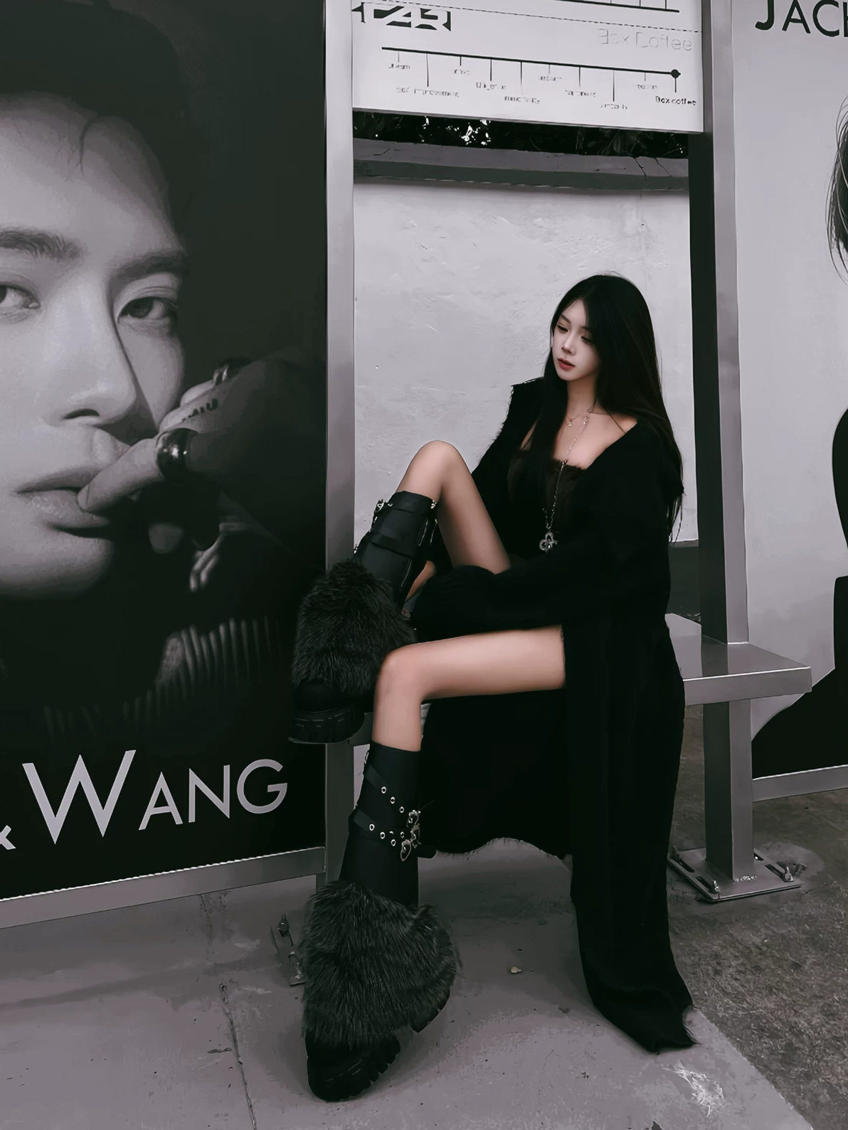 Fur Platform Combat Boots