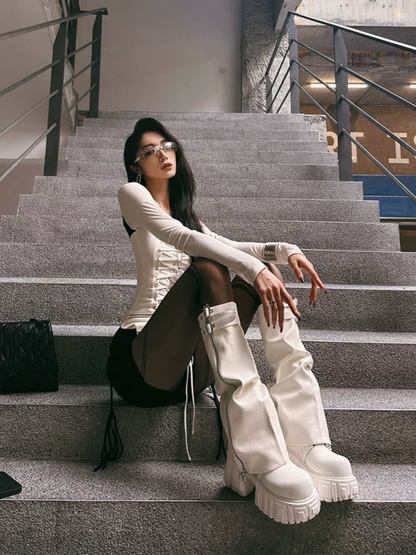 Platform White Ankle Boots