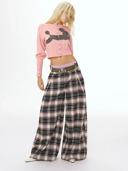 Checked Wide-Leg Pants
