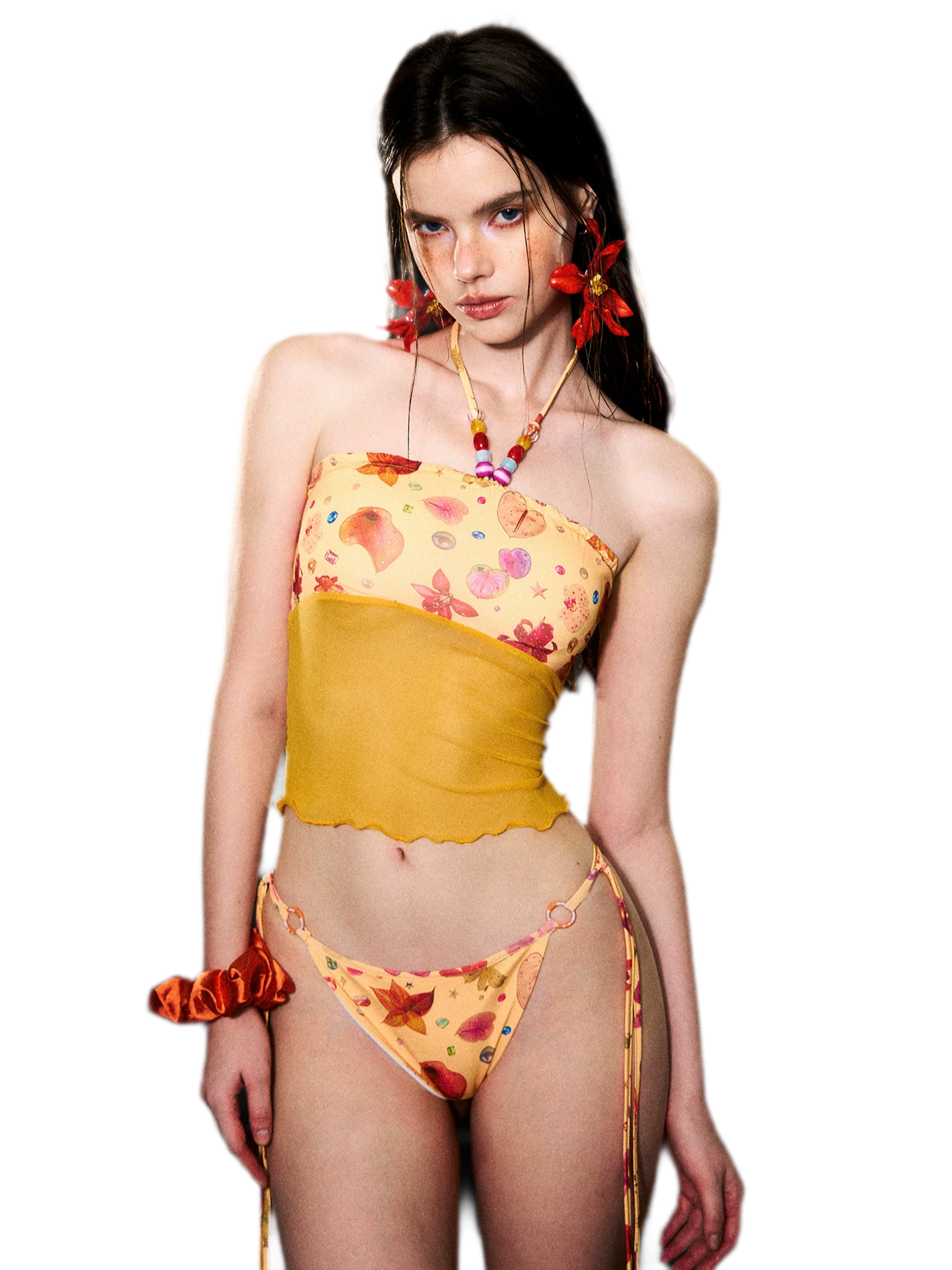 Floral Mesh Bikini Set