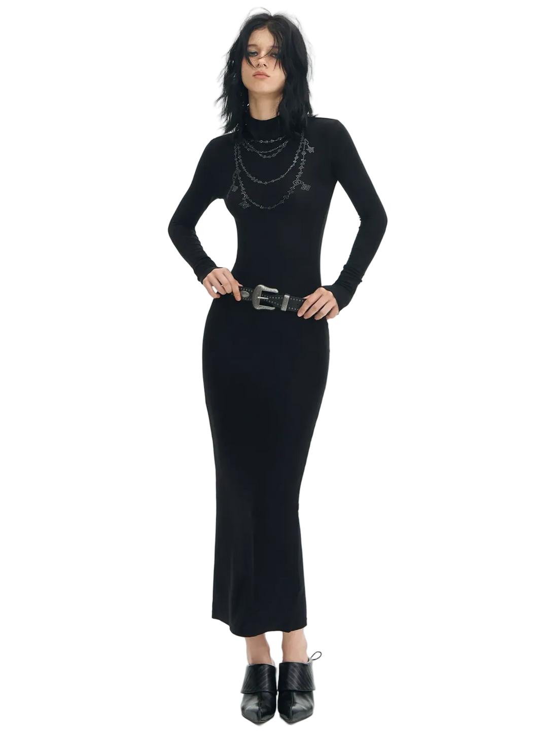 Rhinestone Slim Knit Dress