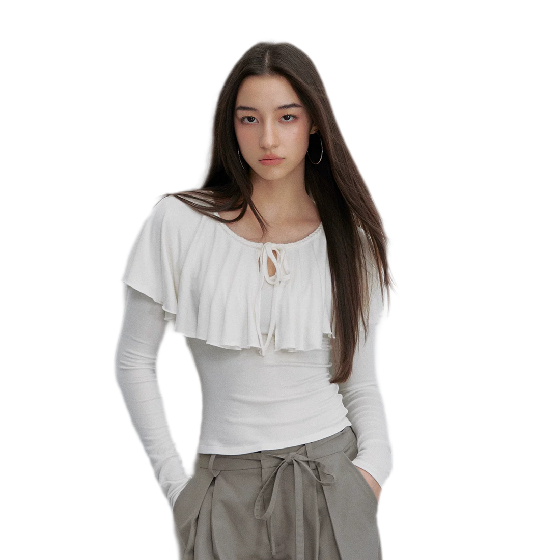 Tie-Neck Ruffle Top