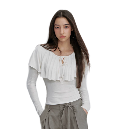 Tie-Neck Ruffle Top
