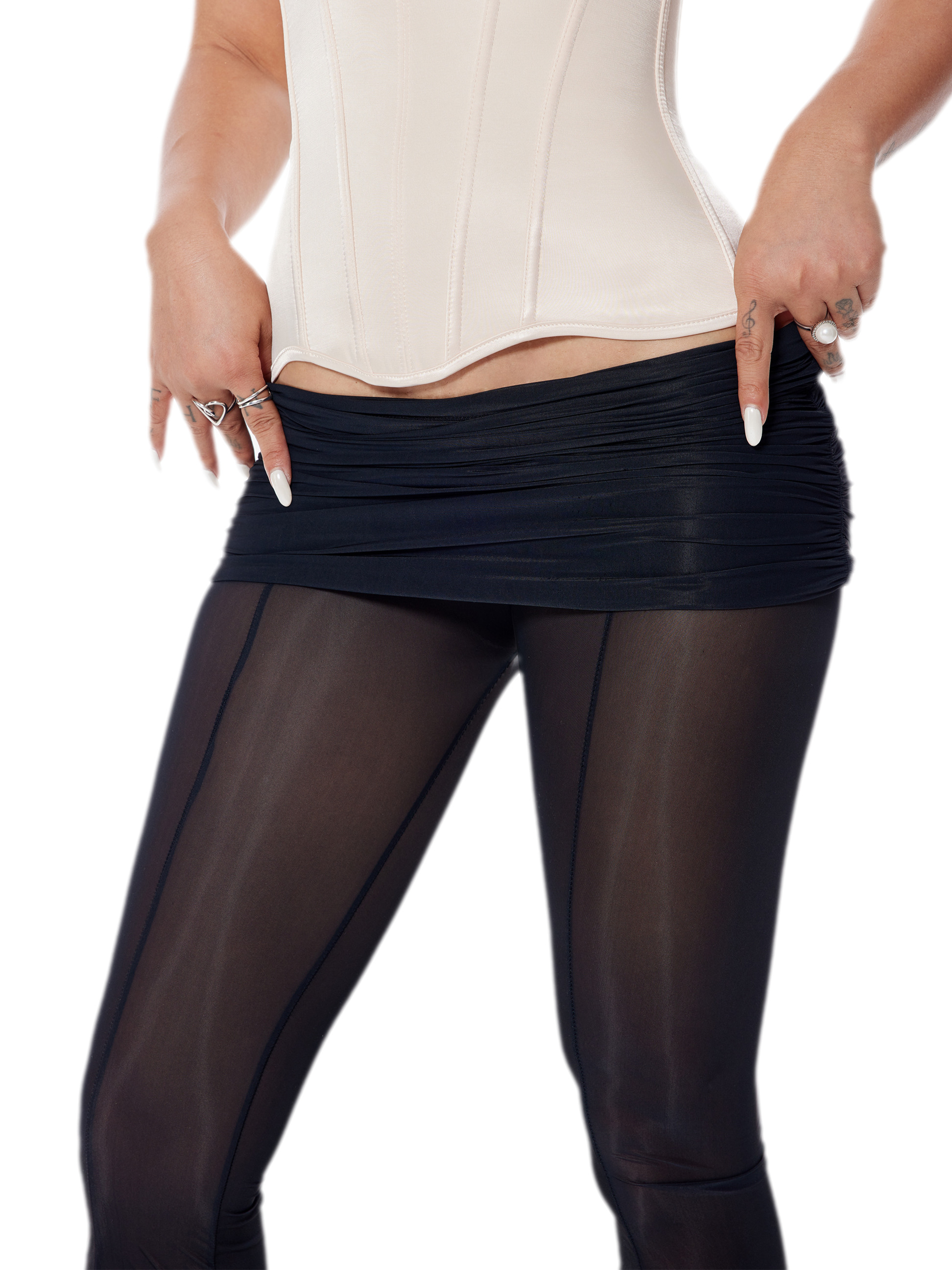 Sheer Mesh Flared Pants