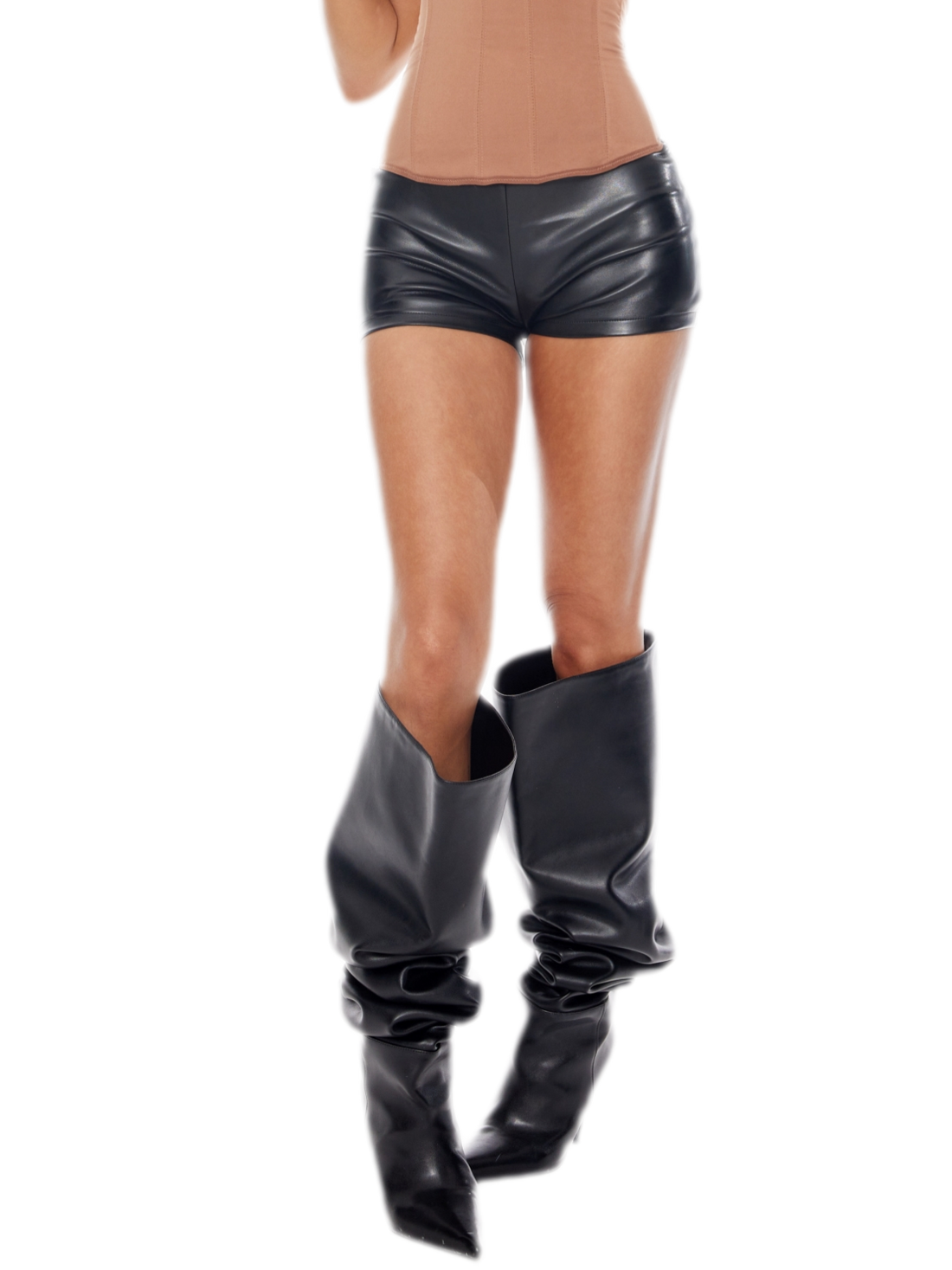 Leather-Look Low-Rise Shorts