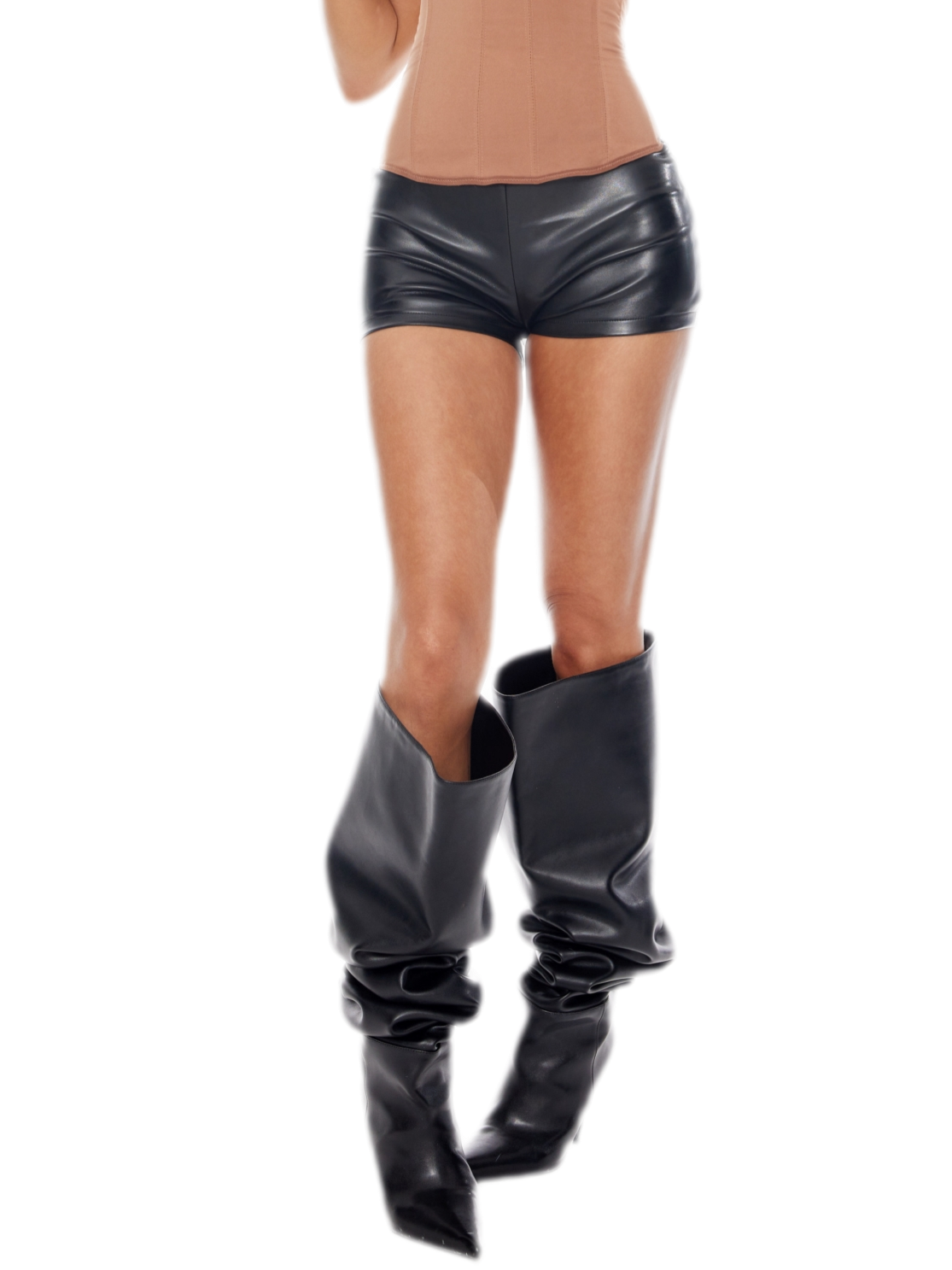 Leather-Look Low-Rise Shorts