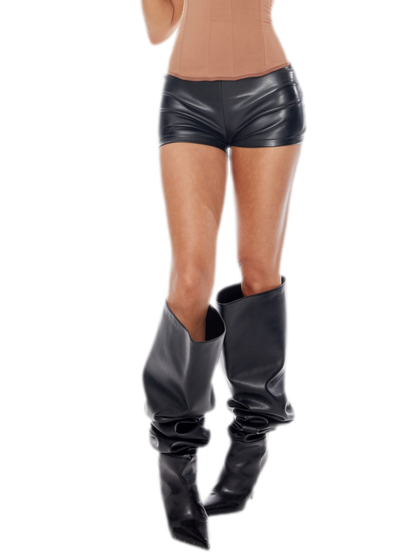 Leather-Look Low-Rise Shorts
