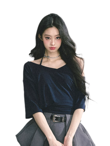 Asymmetric Beaded Off-Shoulder Top