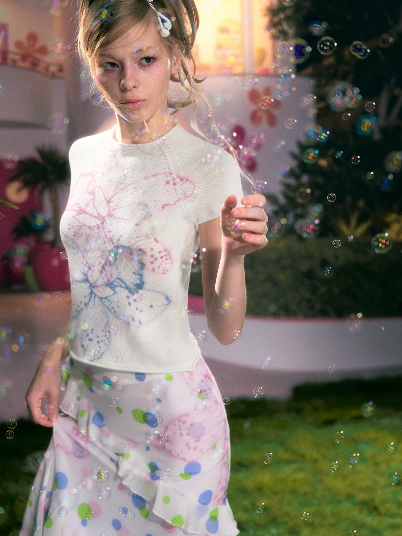 Gradient Floral Knit Top