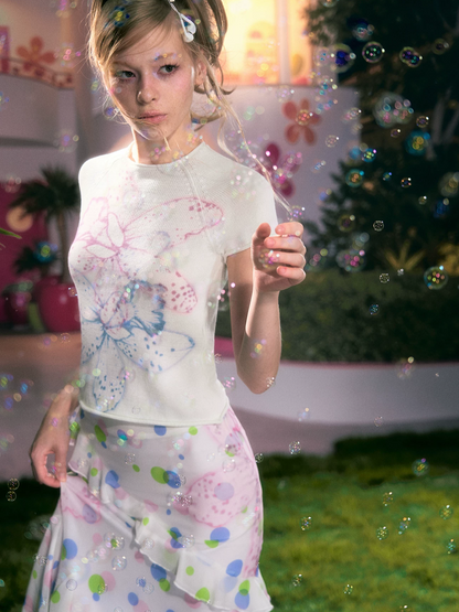 Gradient Floral Knit Top