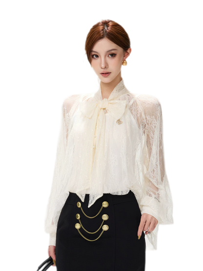 Sequin Lace Ribbon Blouse