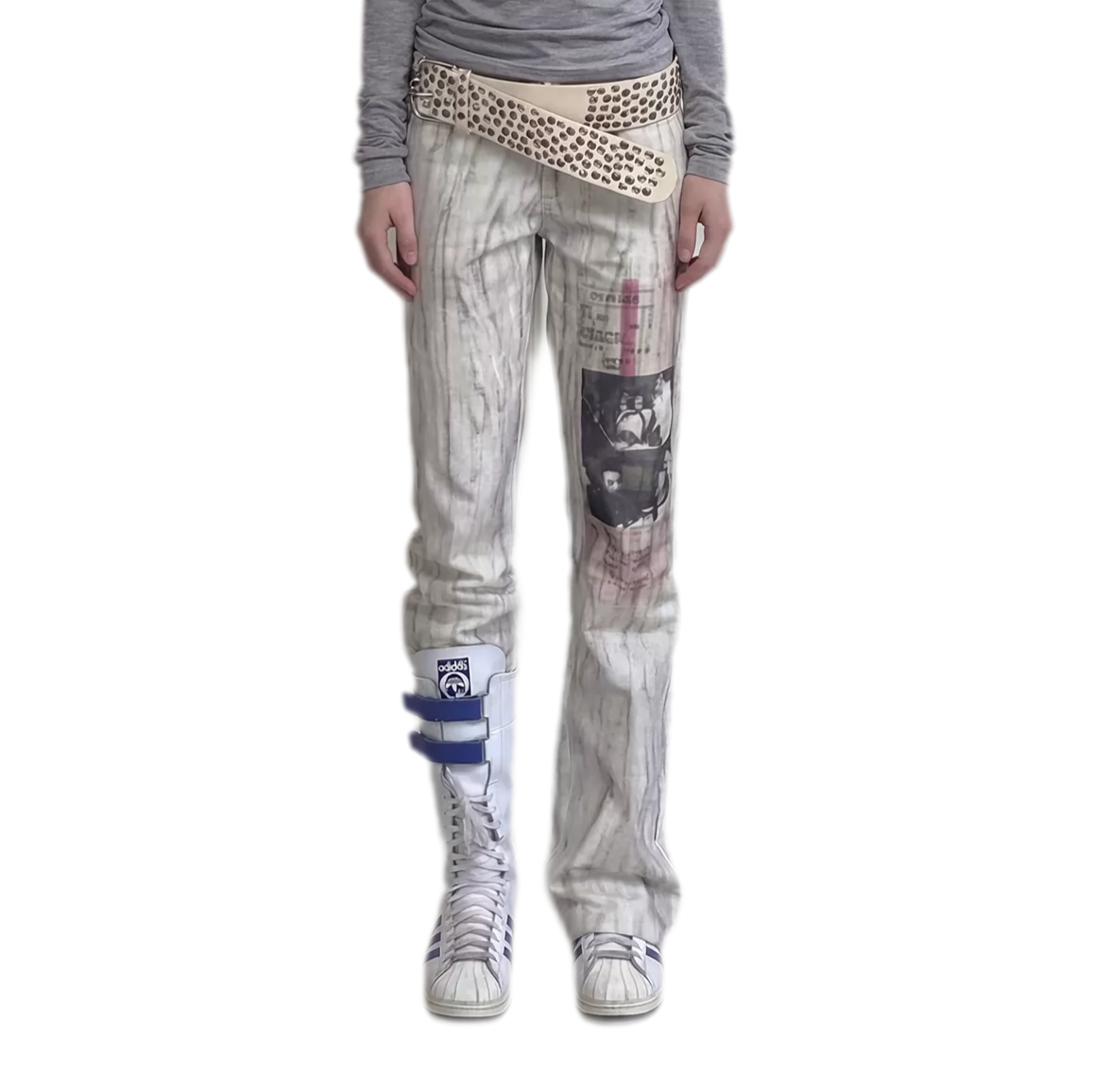 Washed Flared Low-Rise Jeans