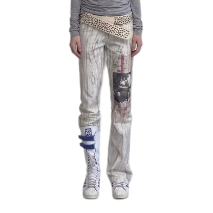 Washed Flared Low-Rise Jeans