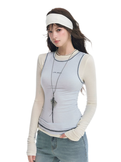 Contrast Trim Layered T-Shirt