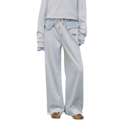 Cotton Curved Wide-Leg Pants