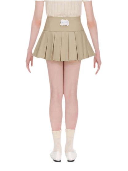 Bear Pleated Cotton Skort