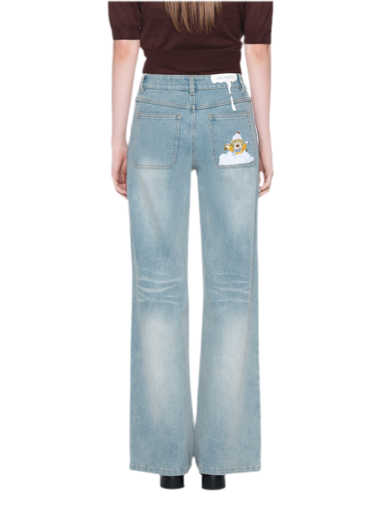 Shimmer Straight-Leg Denim Jeans