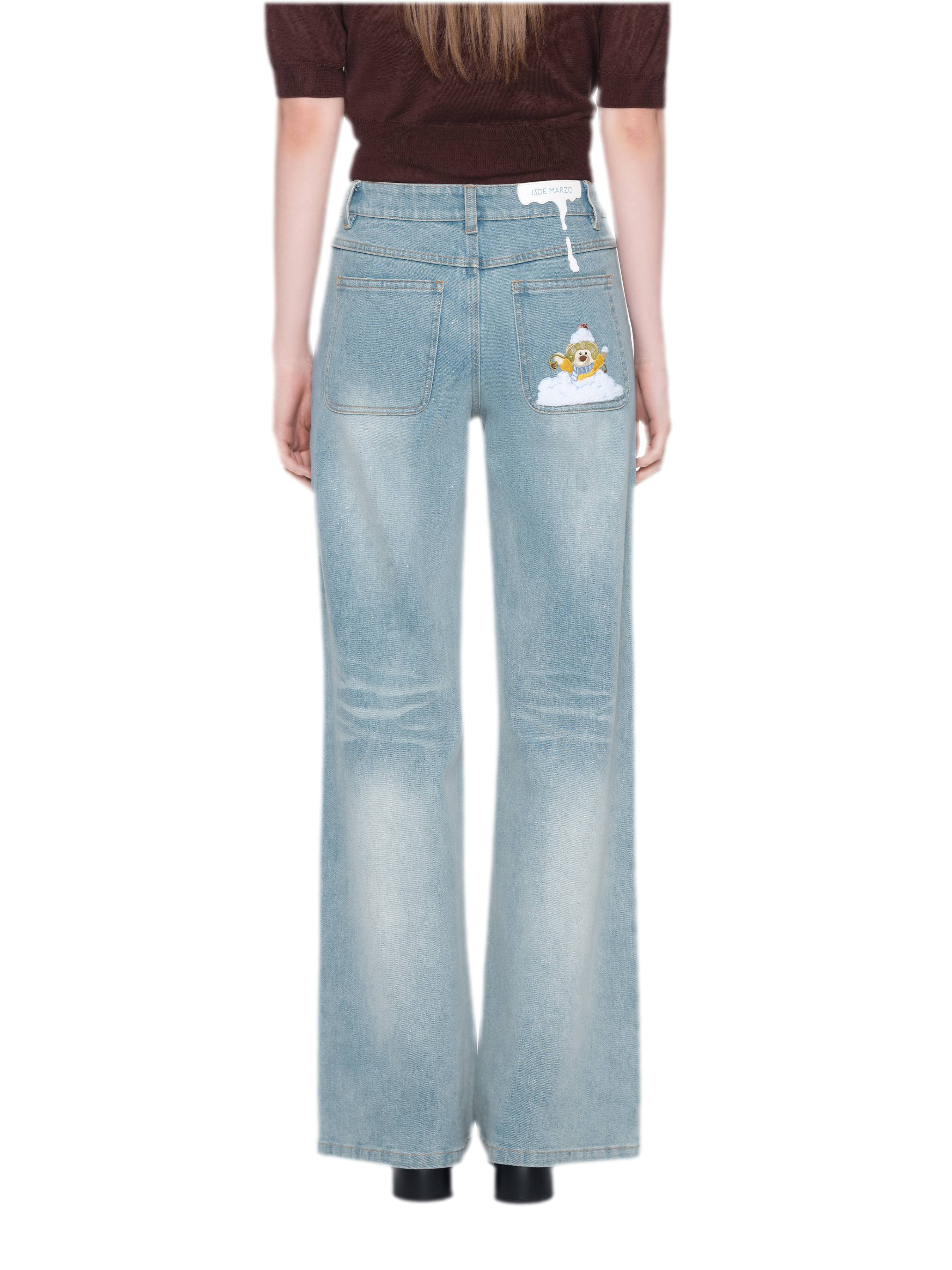Shimmer Straight-Leg Denim Jeans