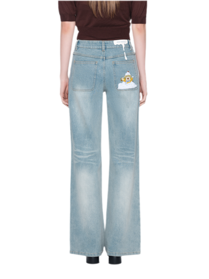 Shimmer Straight-Leg Denim Jeans