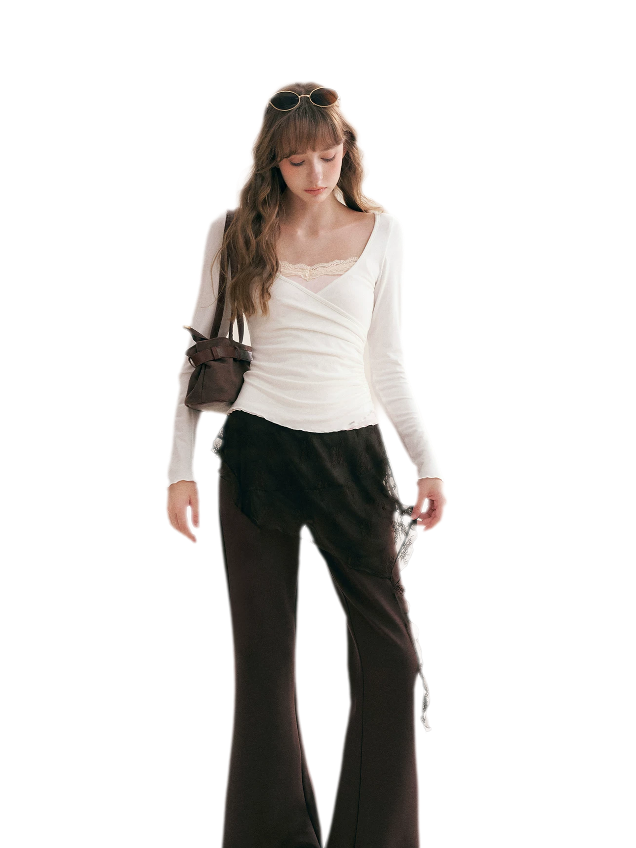 Lace Crossover Slim T-Shirt