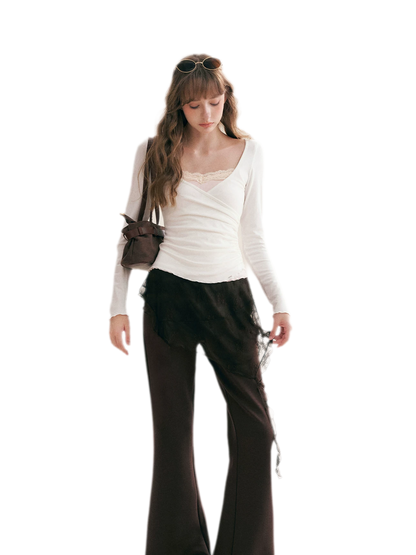Lace Crossover Slim T-Shirt