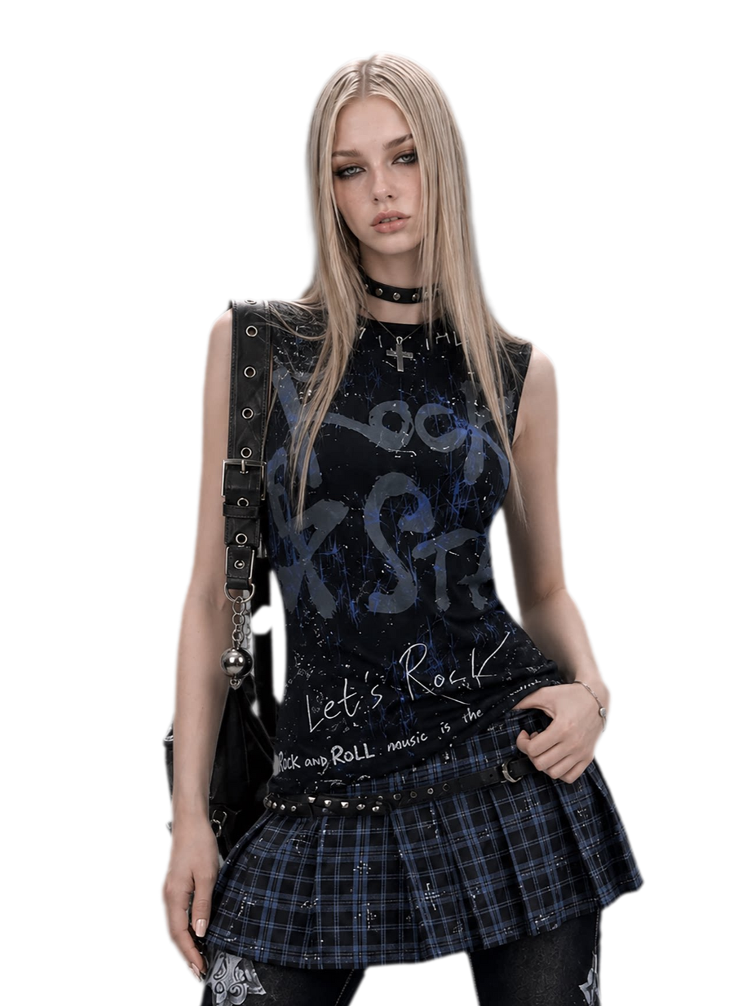Plaid Pleated Belted Mini Dress