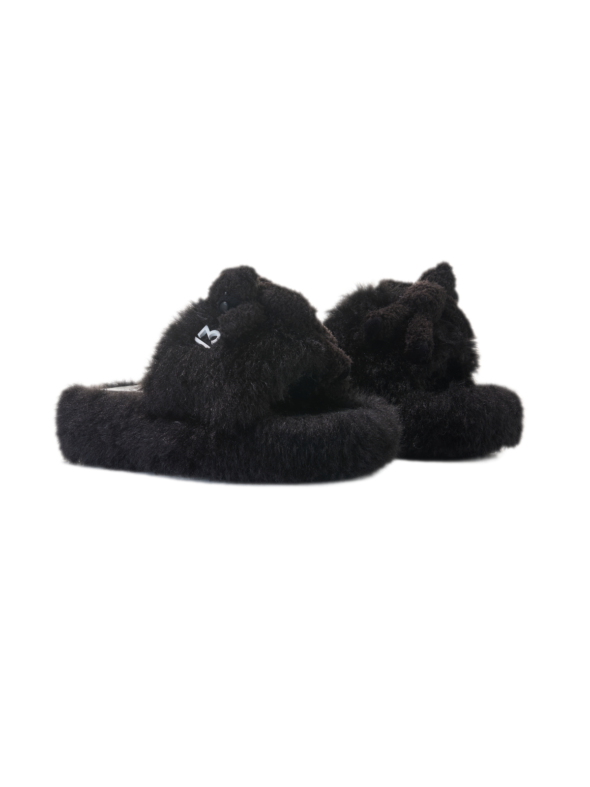 Furry Single-Strap Open-Toe Slippers