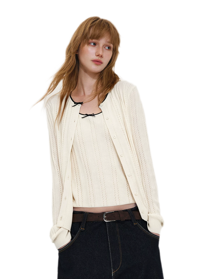 Wool-Blend Bow Knit Set