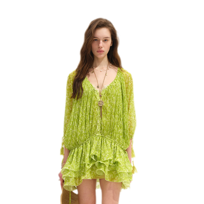 Floral Batwing Sleeve Dress