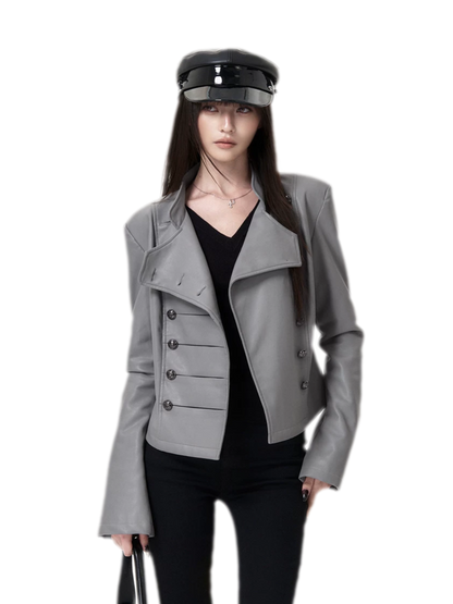 Chaqueta de cuero entallada cruzada