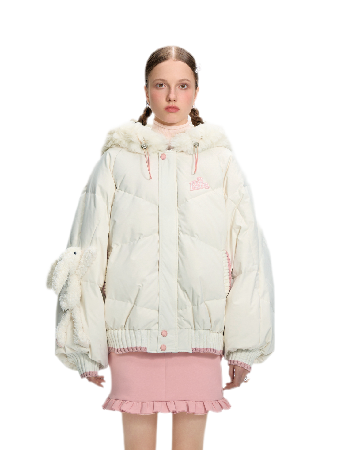 Piumino imbottito con orsetto peluche