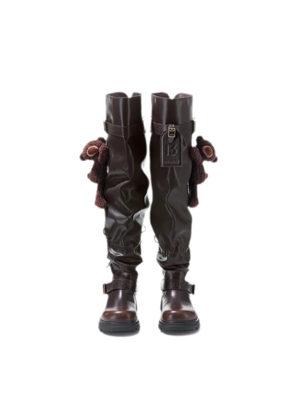 Schlaffe knielange Lederstiefel
