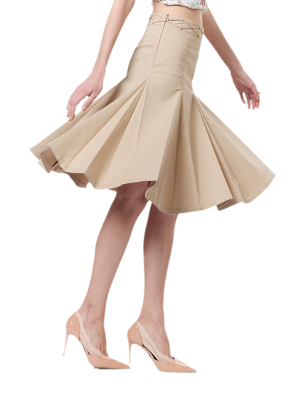 Low Waist Pleated A-Line Skirt