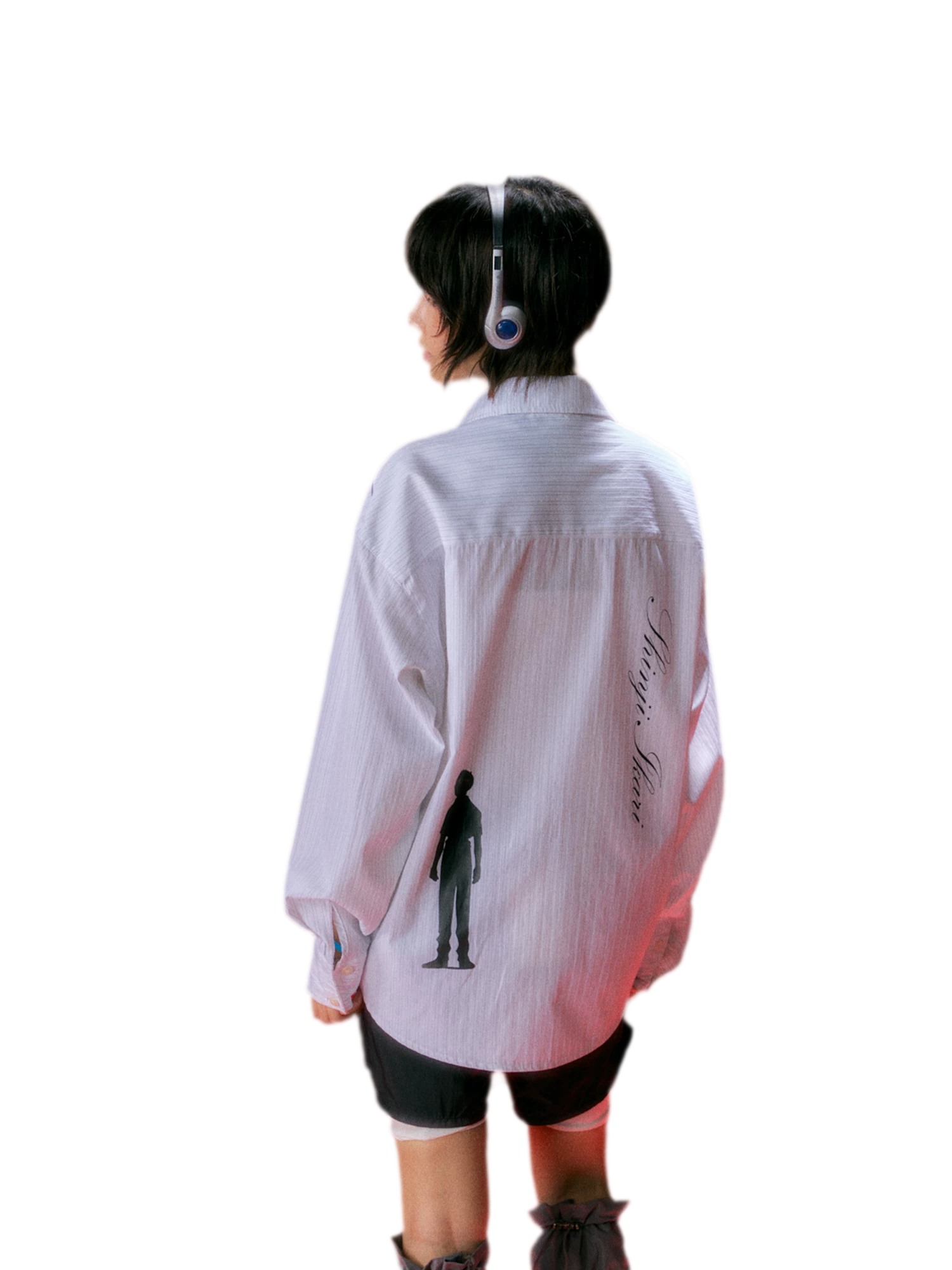 Fine-Stripe Embroidered Graphic Shirt