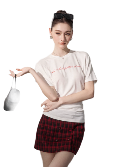 Letter Ruched Short T-Shirt