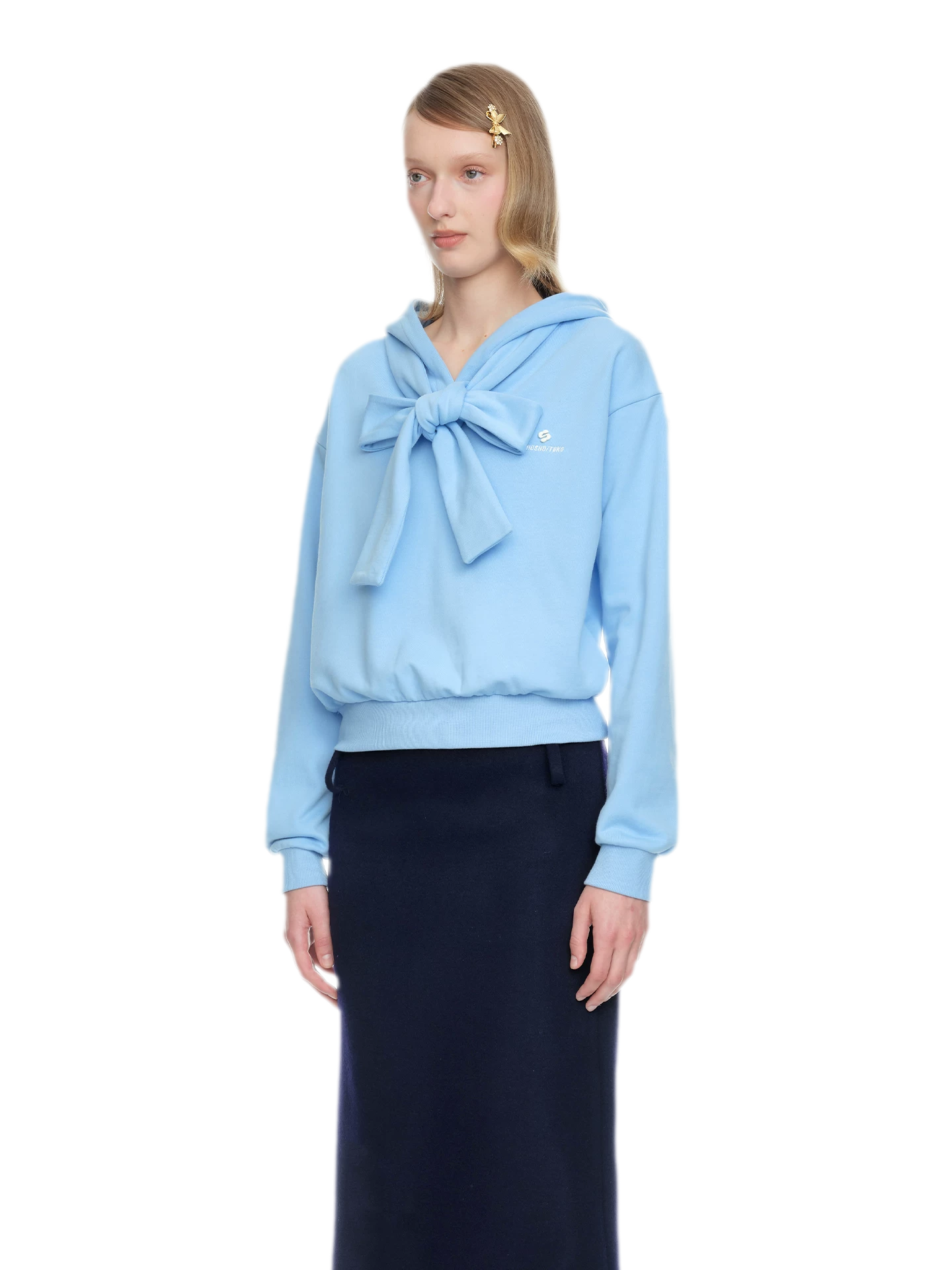 Bow Detail Cropped Hoodie