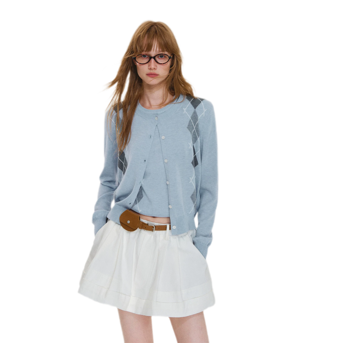 Wool Argyle Knit Set