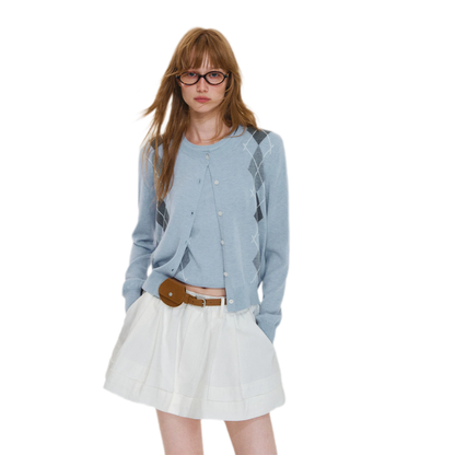 Wool Argyle Knit Set