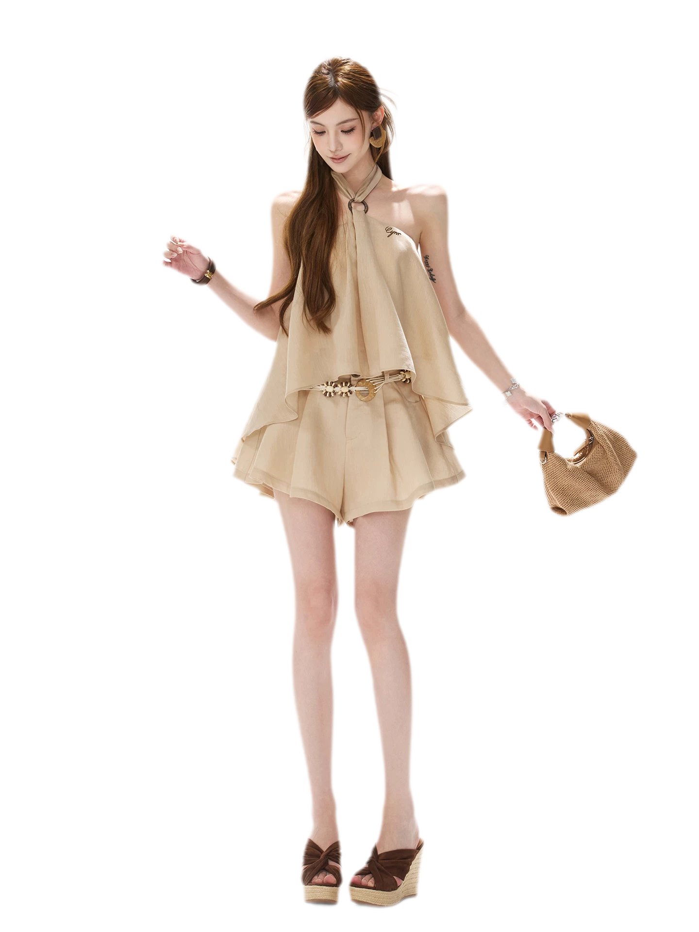 Halter Pleat Skort Set