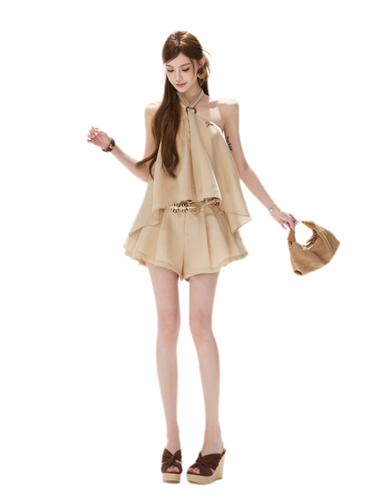 Halter Pleat Skort Set