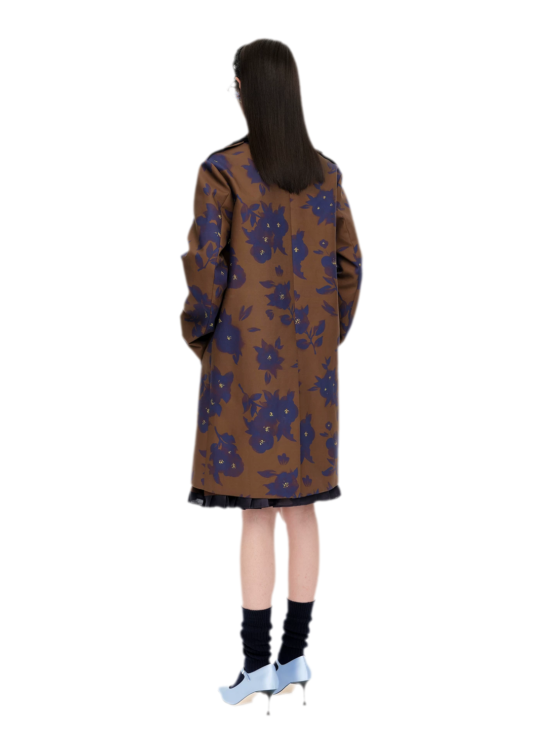 Trenchcoat mit floralem Kontrastkragen