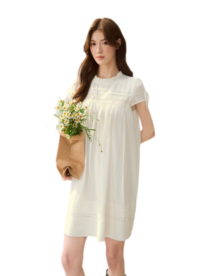 Embroidered Ruffle Dress