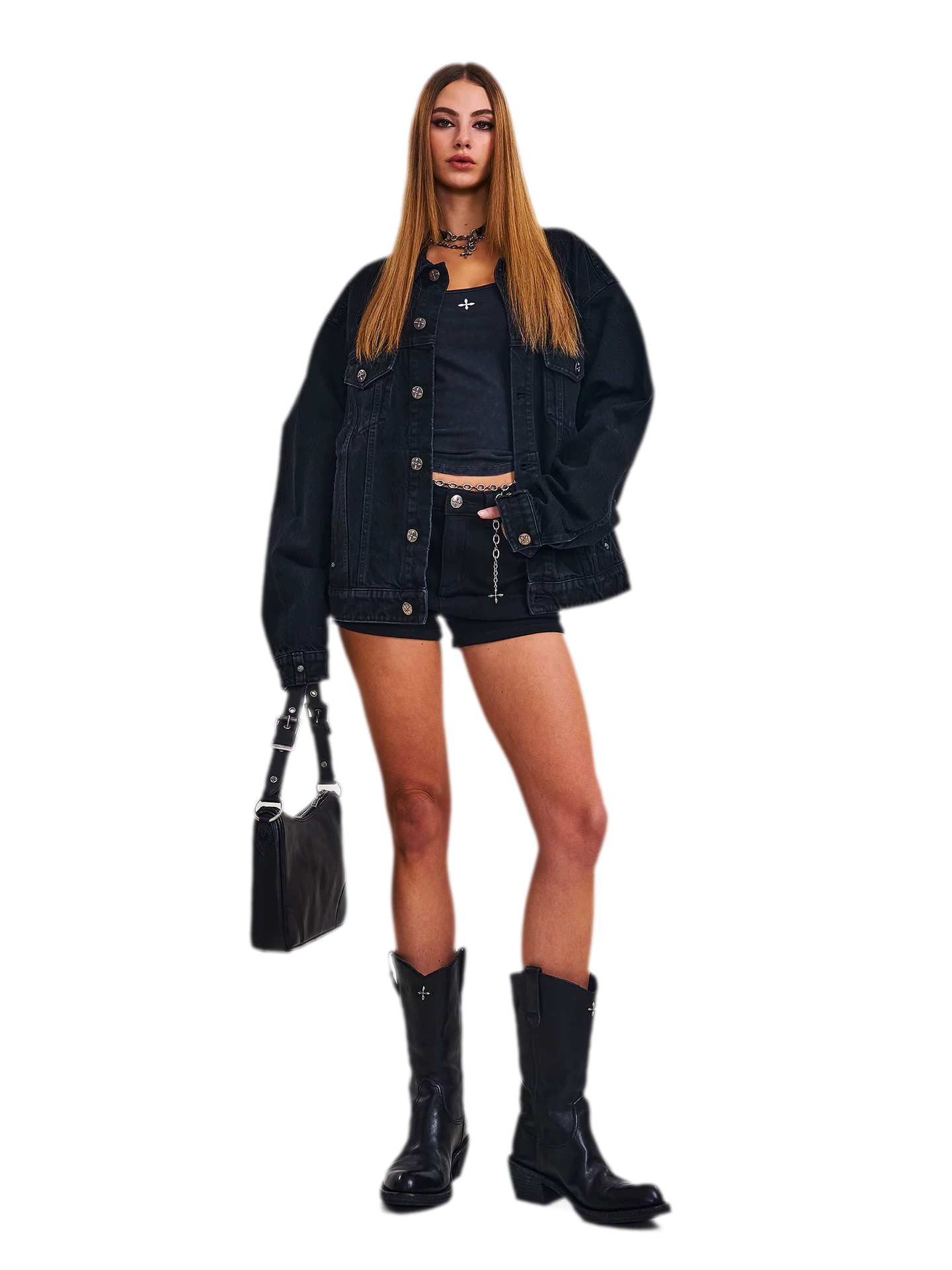 Cross Statue Denim Jacket