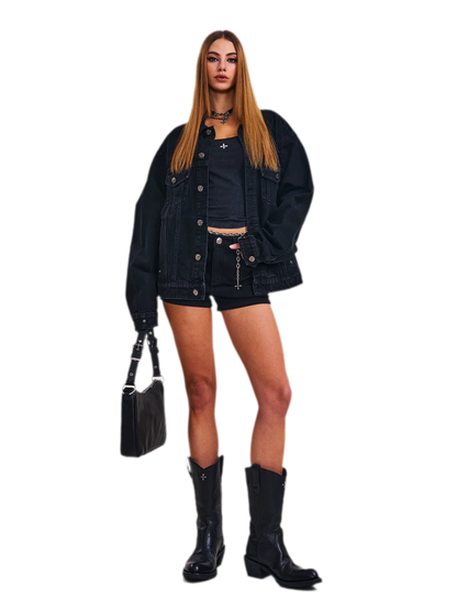 Cross Statue Denim Jacket