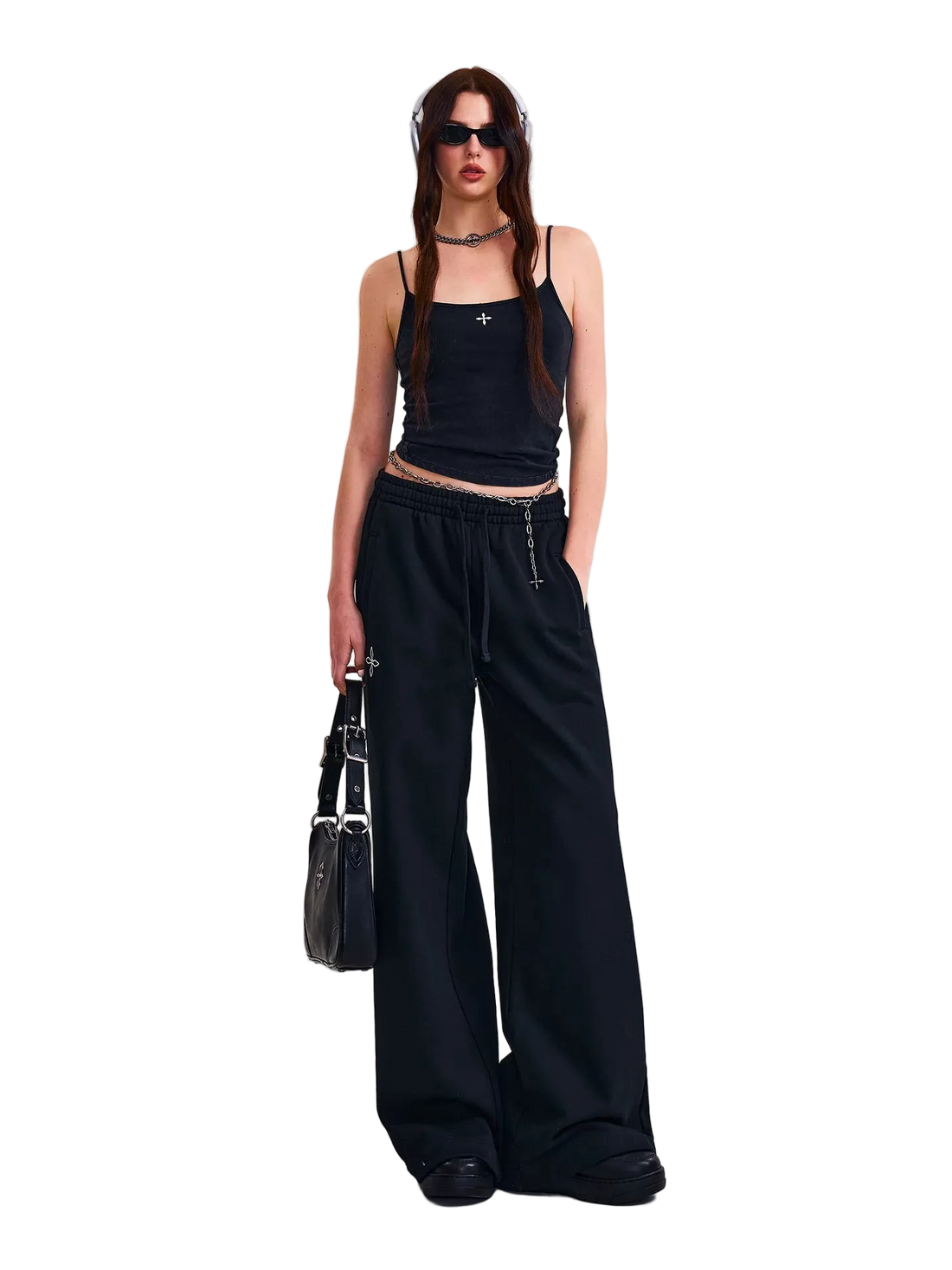Cross Statue Wide-Leg Cotton Sweatpants
